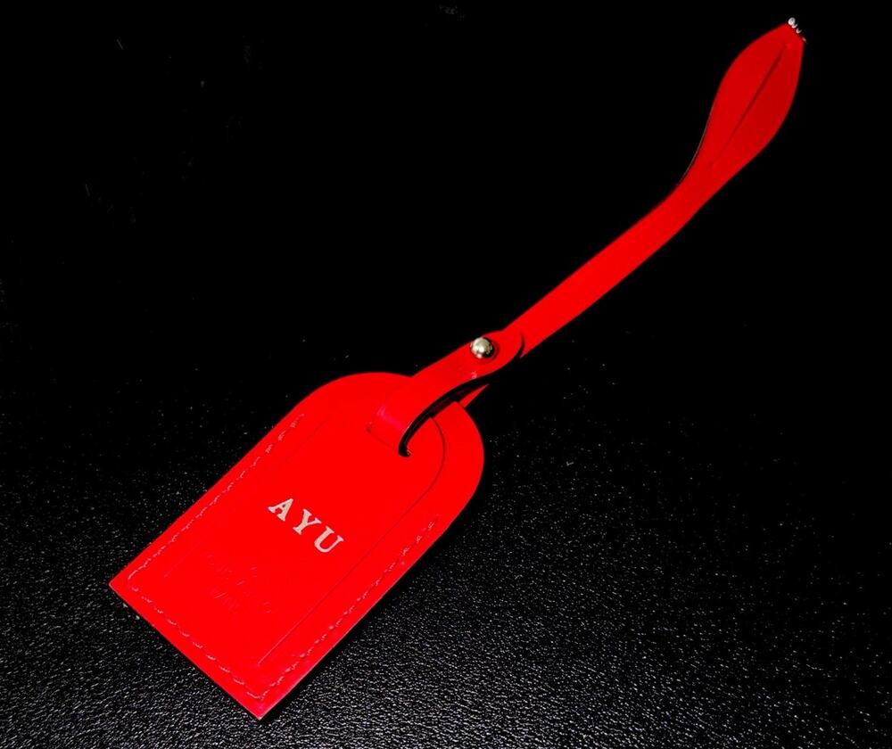 Louis Vuitton Red Luggage Tag w/ Initials Silver Accent Small France 📍